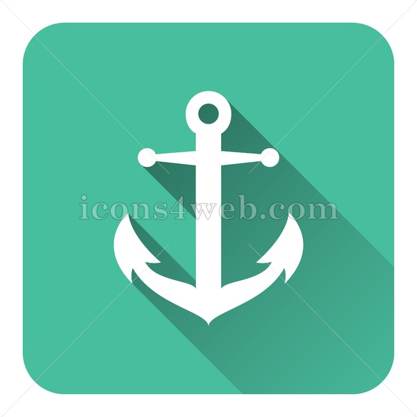 600x600 Anchor Flat Icon With Long Shadow Vector