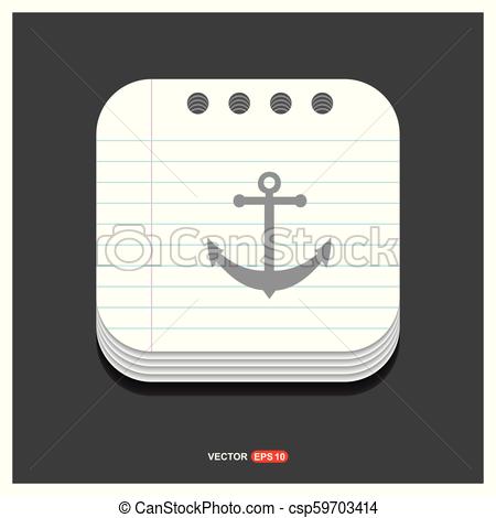 450x470 Anchor Icon Gray Icon On Notepad Style Template Vector Free