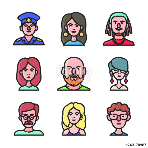 500x500 People Avatars Icon Set Stock Image And Royalty Free Vector