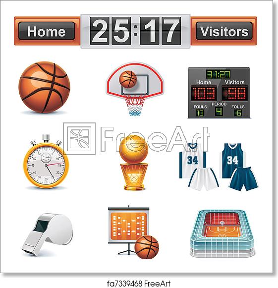 561x581 Free Art Print Of Vector Basketball Icon Set Set Of The Detailed