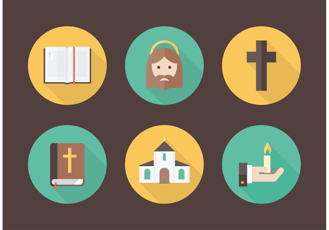 1400x980 Flat Christianity Vector Icons