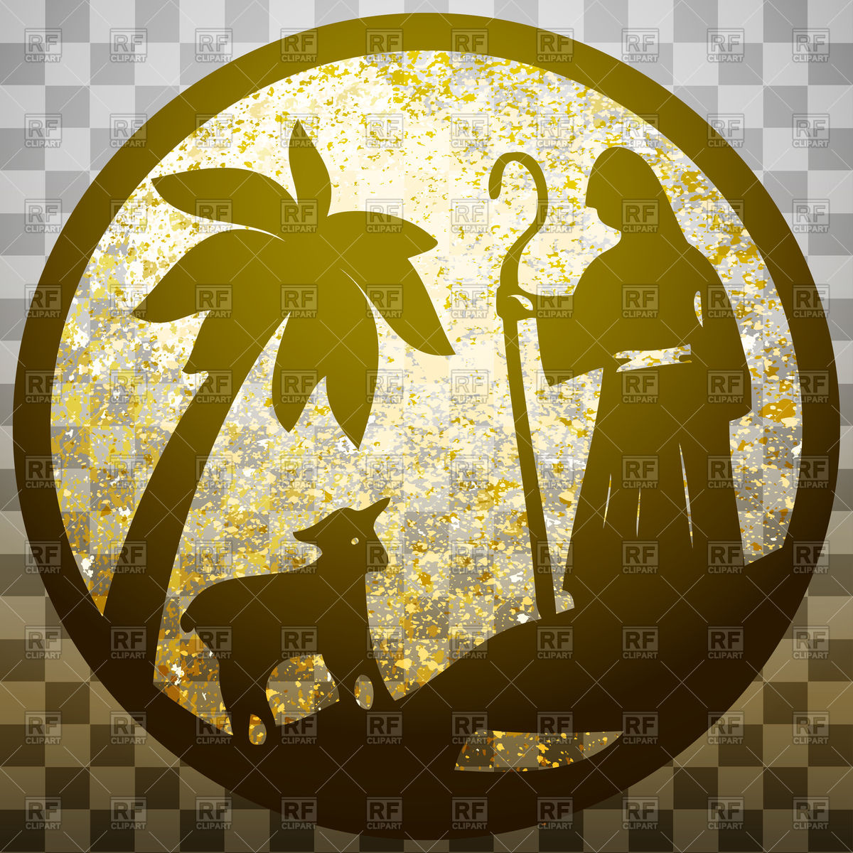 1200x1200 Shepherd And Sheep Scene Of Holy Bible Icon Vector Image