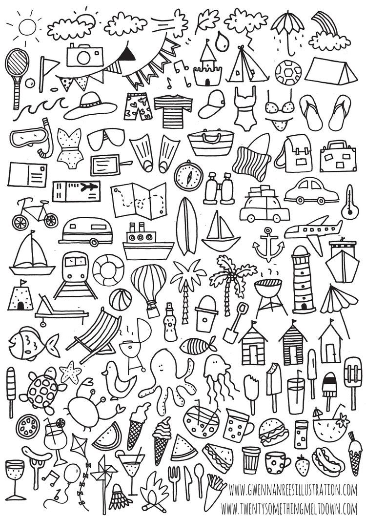 750x1061 Jul Free Bullet Journal Printable Summer Icons Bullet