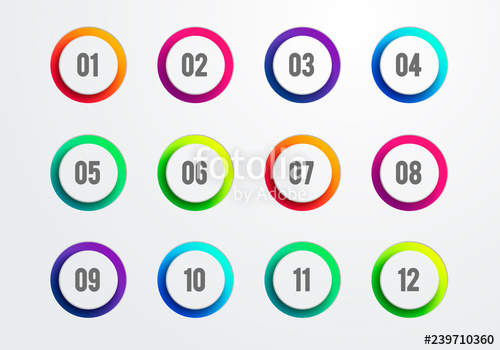 500x350 Vector Illustration Creative Number Bullet Point Set Cut Out Rings