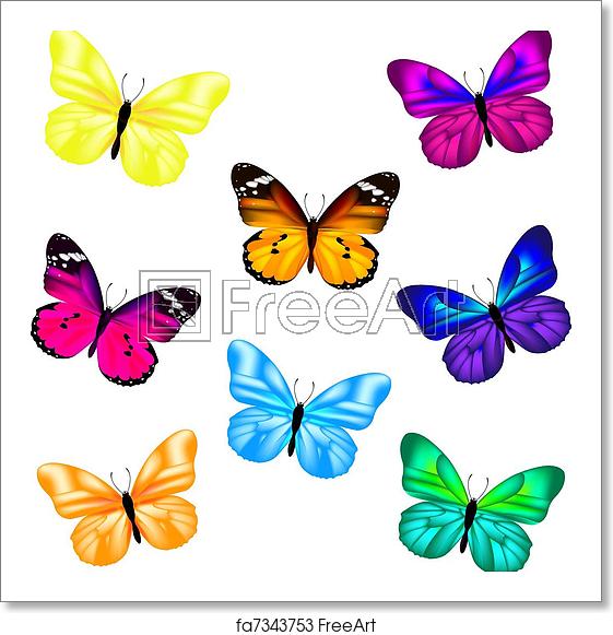561x581 Free Art Print Of Butterfly Icon Set Butterfly Set, Isolated