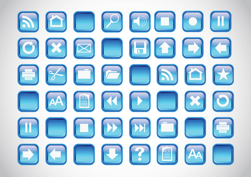 850x600 Blue Icons Buttons Vector Art Graphics
