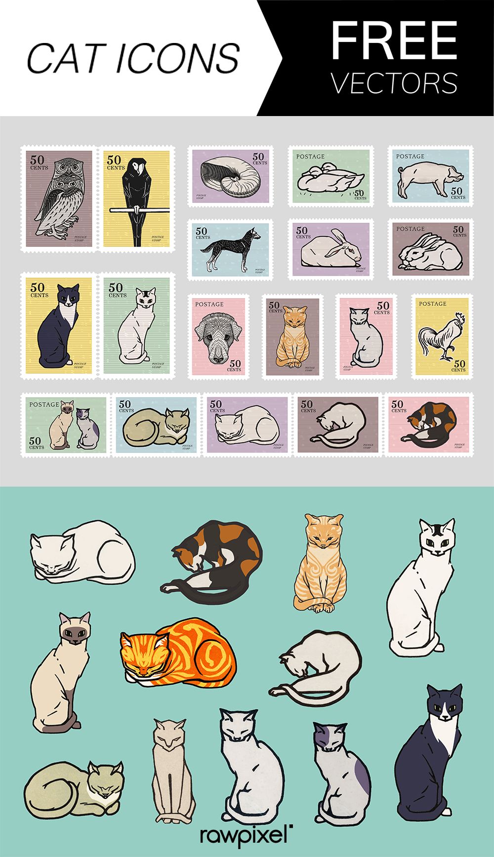 1000x1735 Download Free Vectors Of Cat Icons
