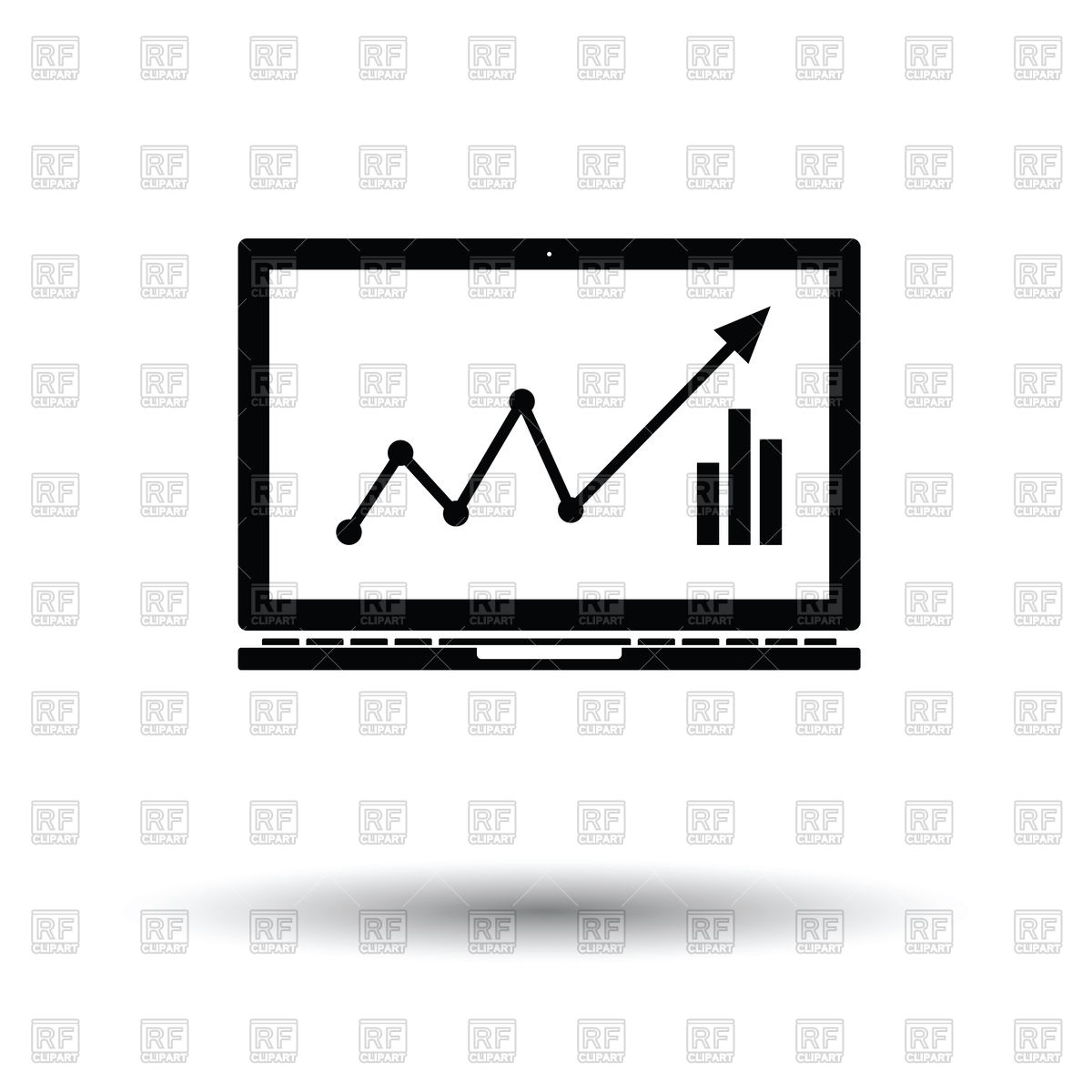 1200x1200 Laptop With Chart Icon On White Background Vector Image