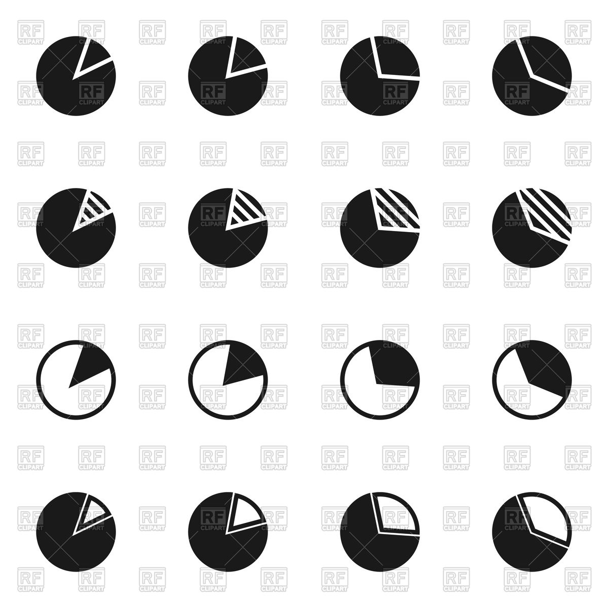 1200x1200 Set Of Pie Chart Icons Vector Image Of Icons And Emblems