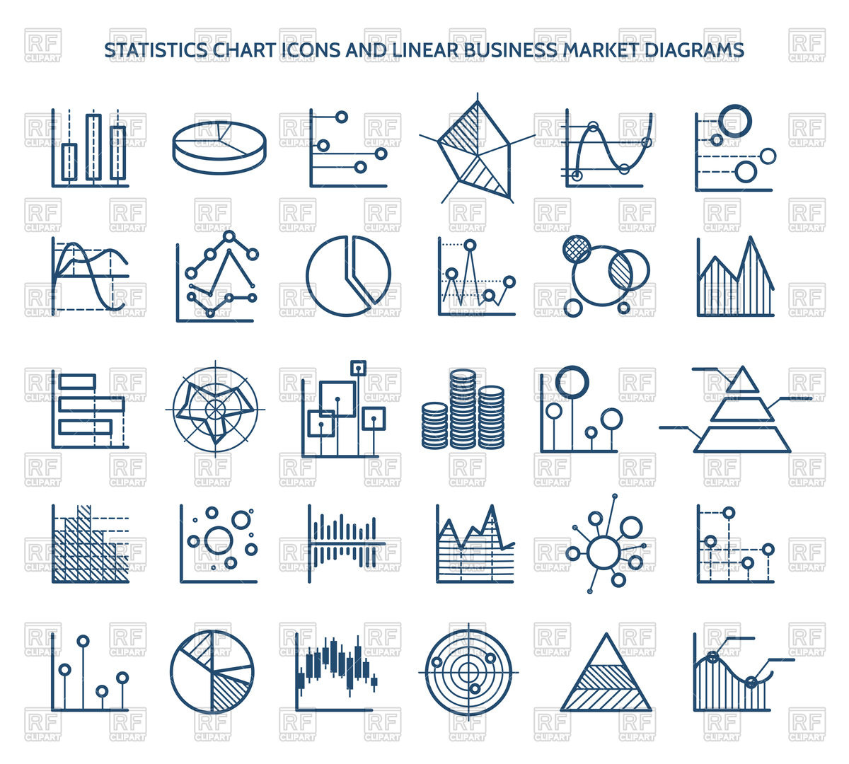 1200x1080 Statistics Chart Icons And Linear Business Market Diagrams Vector