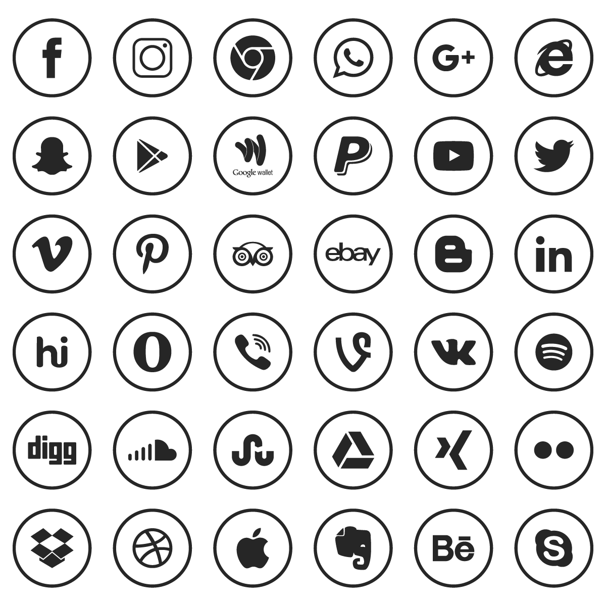 1200x1200 Social Media Glyph Icon Vector Graphic Free Circle Set Free