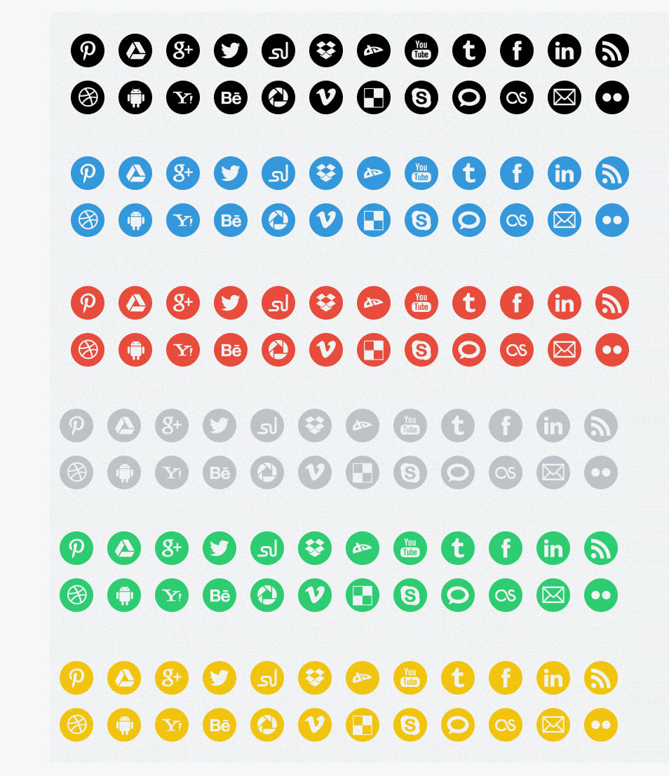 954x1107 Sets Of Free Circle Round Social Media Icons