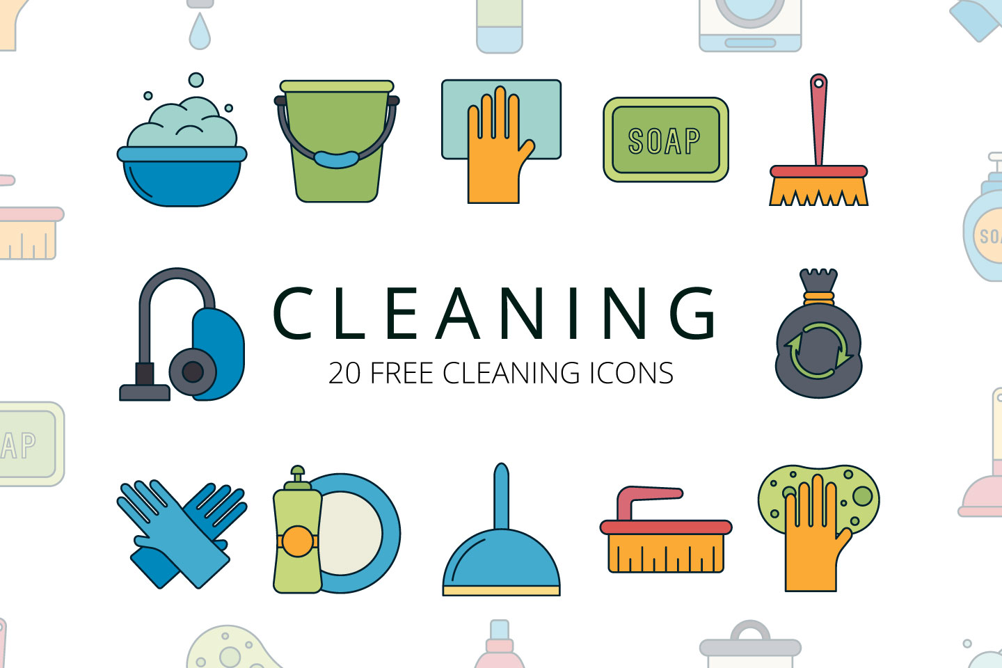 1440x960 Cleaning Vector Free Icon Set