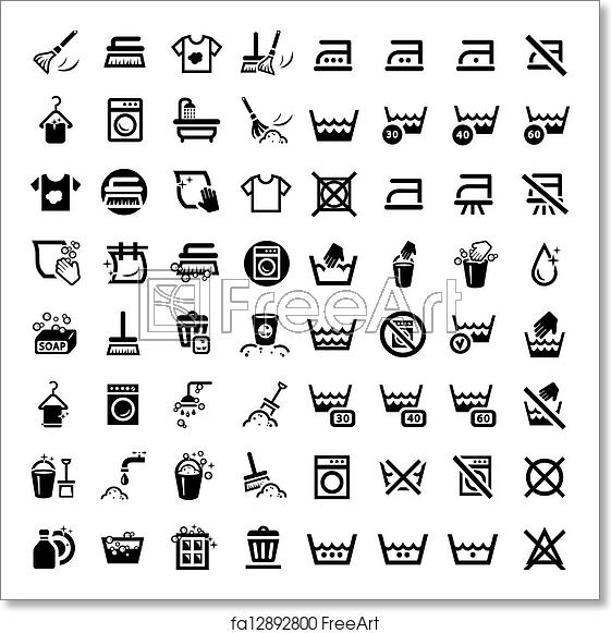 561x581 Free Art Print Of Big Cleaning Icons Set Laundry And Washing