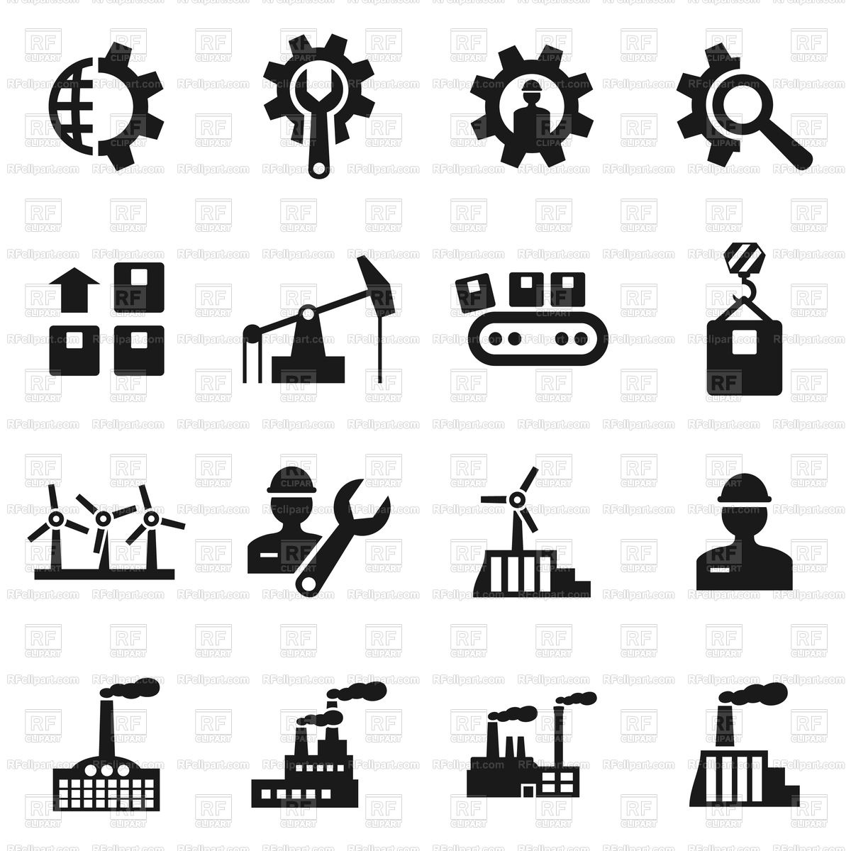 1200x1200 Set Of Industry Icons Vector Image Of Icons And Emblems