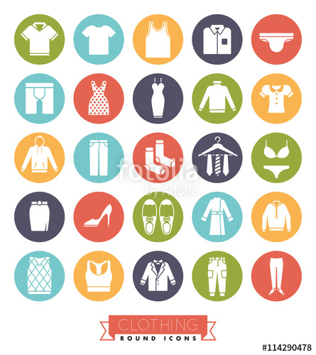 445x500 Clothing And Fashion Round Color Icon Set Stock Image And Royalty