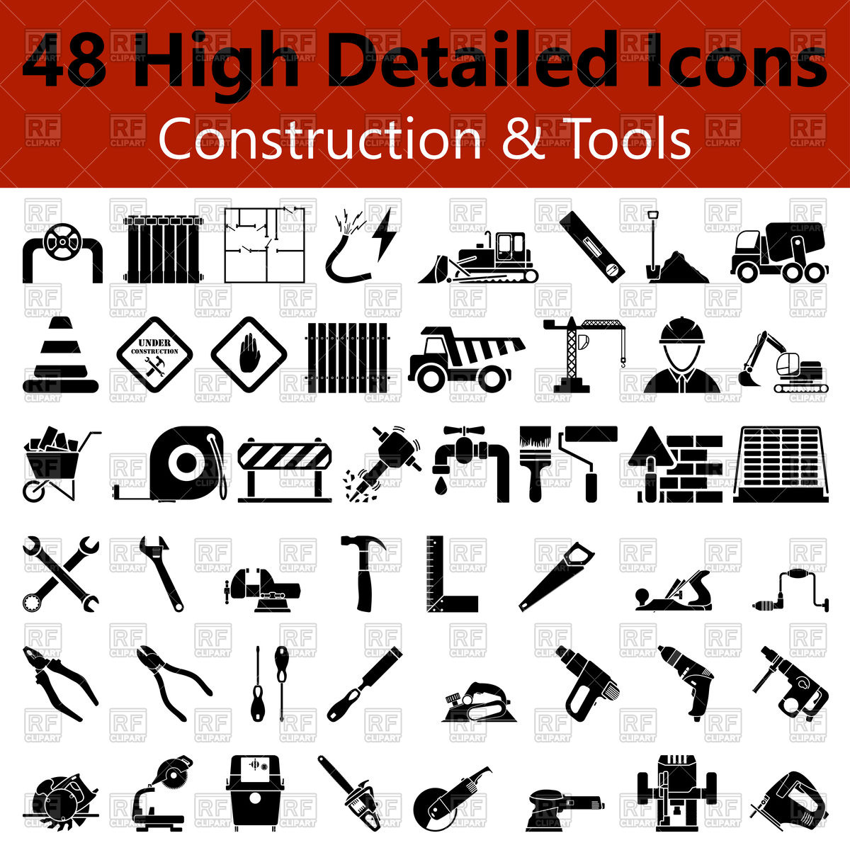 1200x1200 Construction Icon Set Vector Image Of Icons And Emblems Angelp