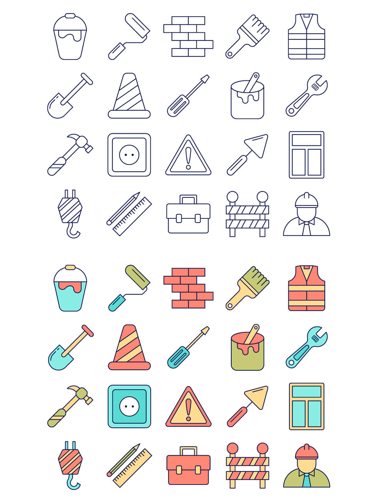 1200x1600 Free Construction Vector Icon Set