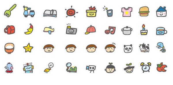 600x295 Hand Drawn Cartoon Cute Icons Free Download