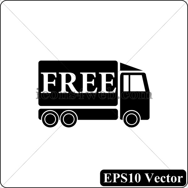 600x600 Free Delivery Truck Black Icon Vector