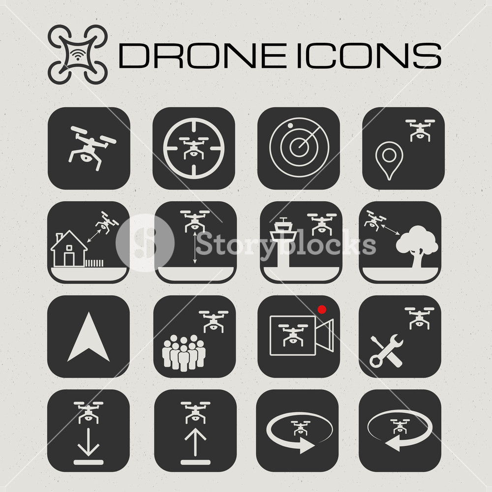1000x1000 Drone Or Quadcopter Icon Set App Icons Royalty Free Stock Image