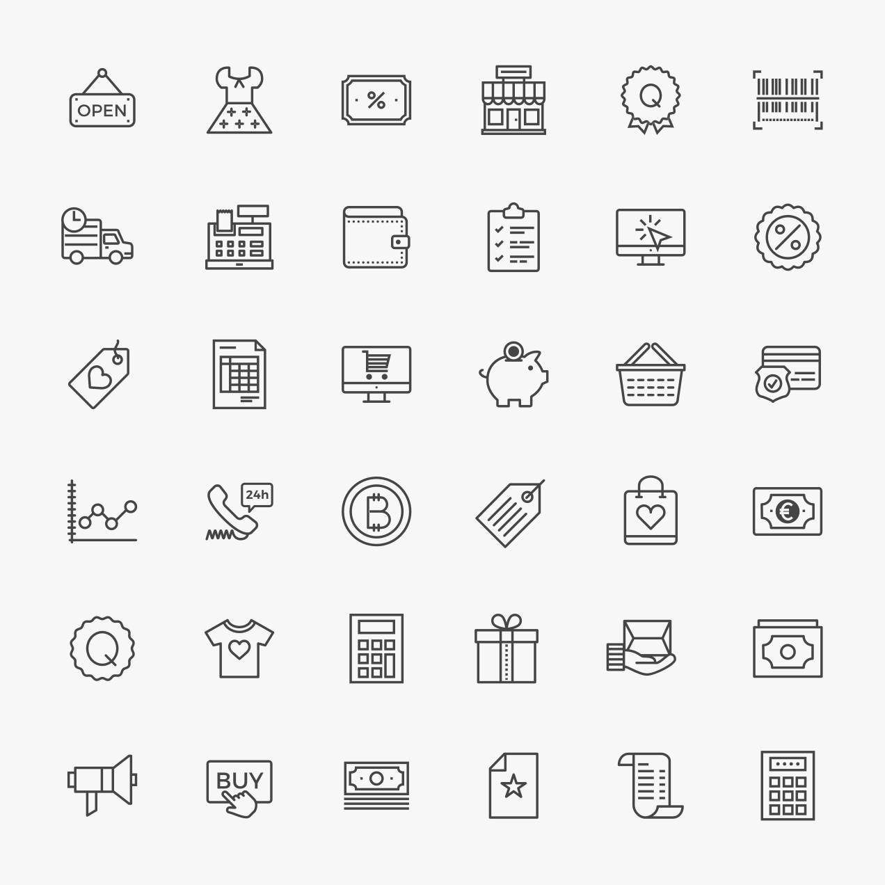 1272x1272 Ecommerce Free Icon Pack