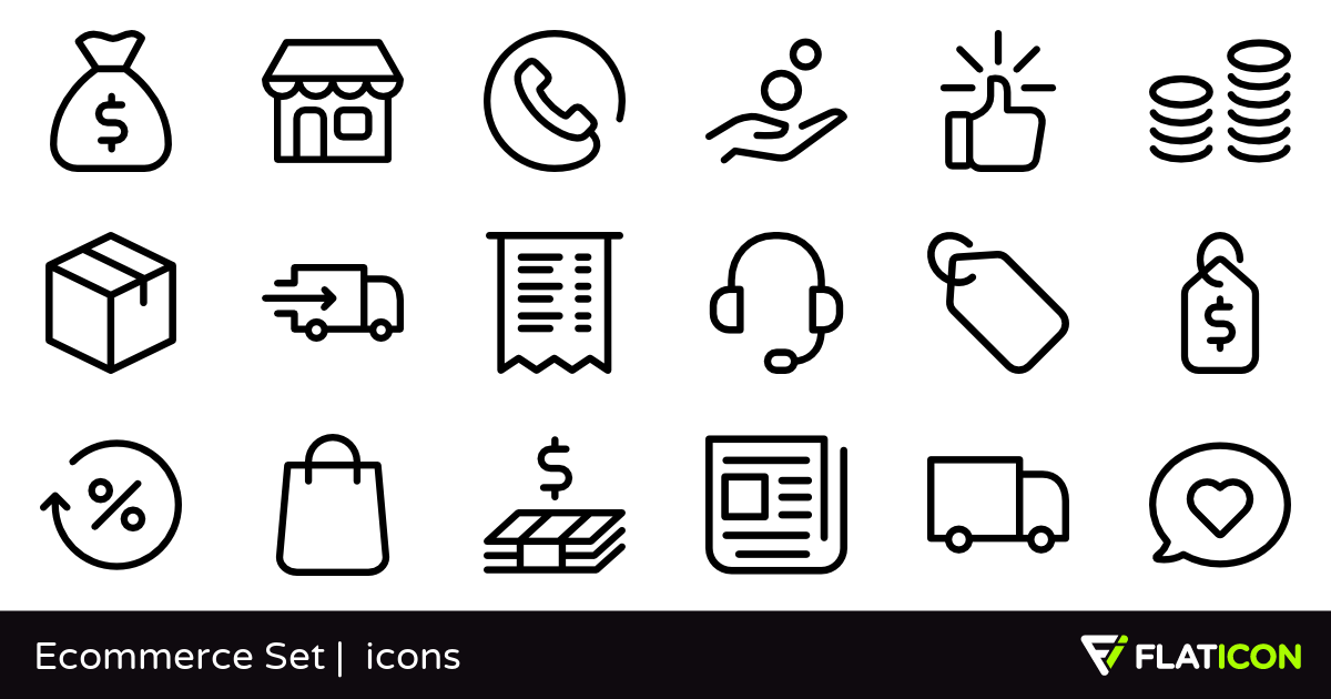 1200x630 Ecommerce Set Free Icons