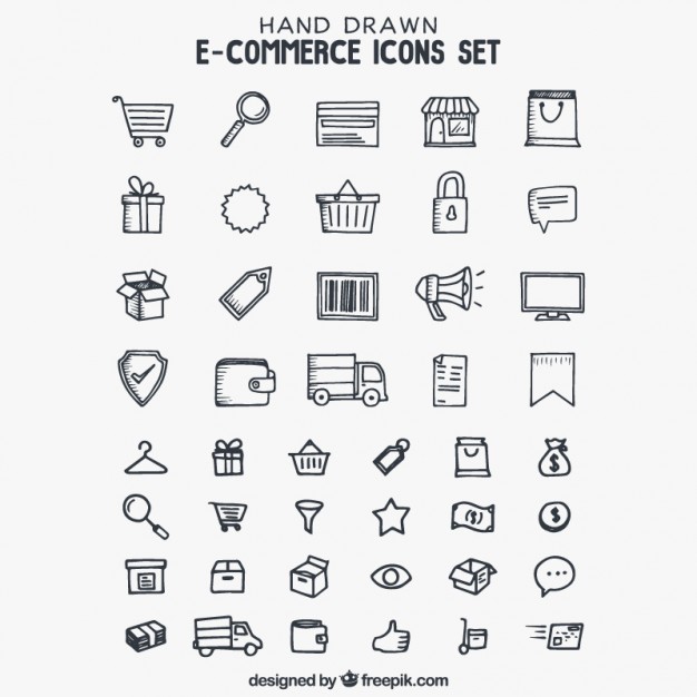 626x626 Hand Drawn E Commerce Icons Vector Free Download