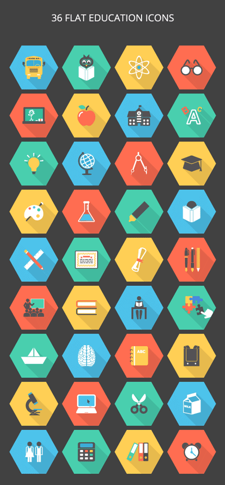 450x970 Freebie Flat Education Icon Set Designsphere