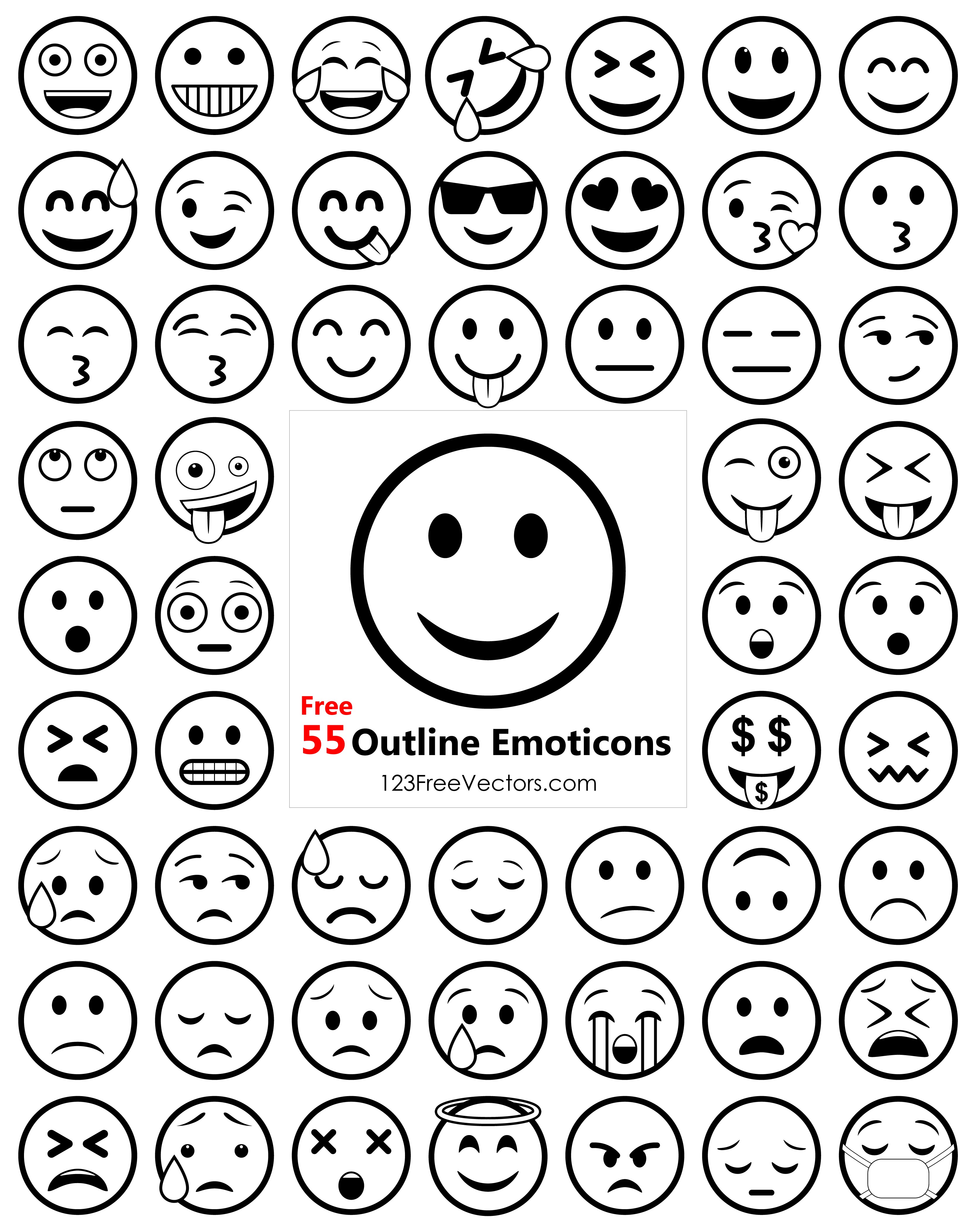 Outline Emoji Icons Free Pack 3333x4208 Outline Emoji Icons Free Pack