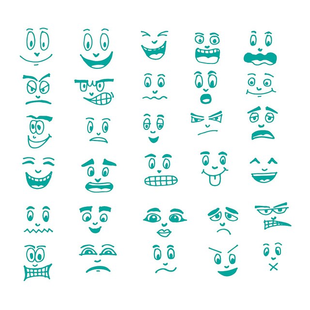 640x640 People Faces Doodle Cartoon Different Emotion Icon