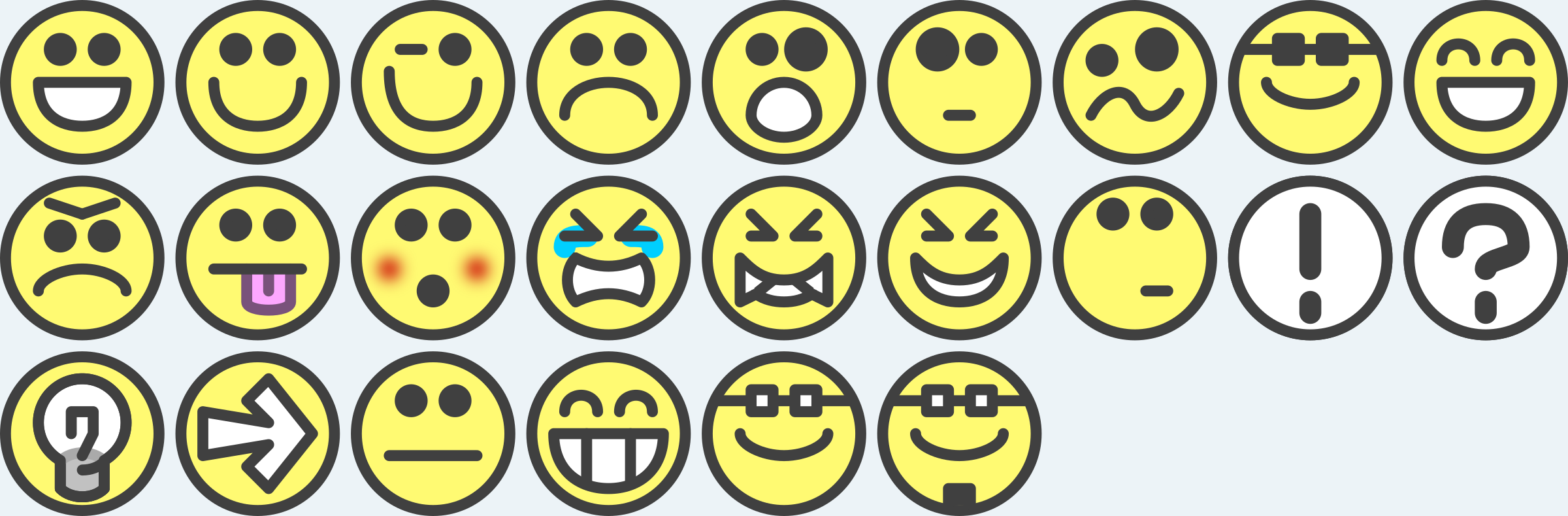 2400x789 Flat Grin Smilies Emotion Icons Emoticons For Example