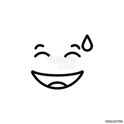 500x500 Grinning, Face, With, Sweat Icon Simple Thin Line, Outline Vector