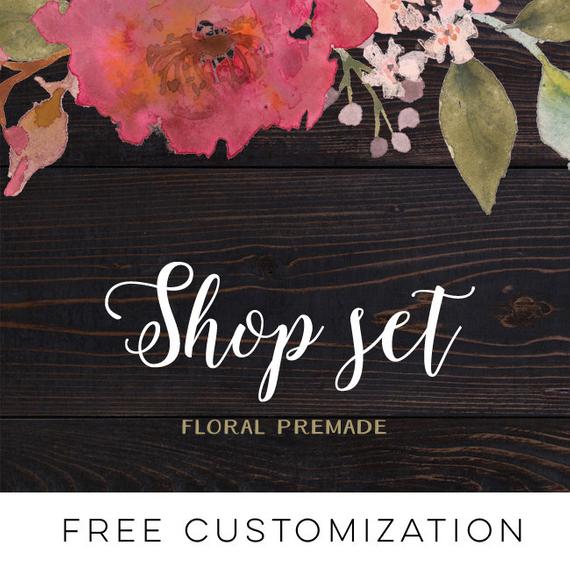 570x570 Etsy Shop Set Cover Photo Banner Shop Icon Wood Pink Etsy