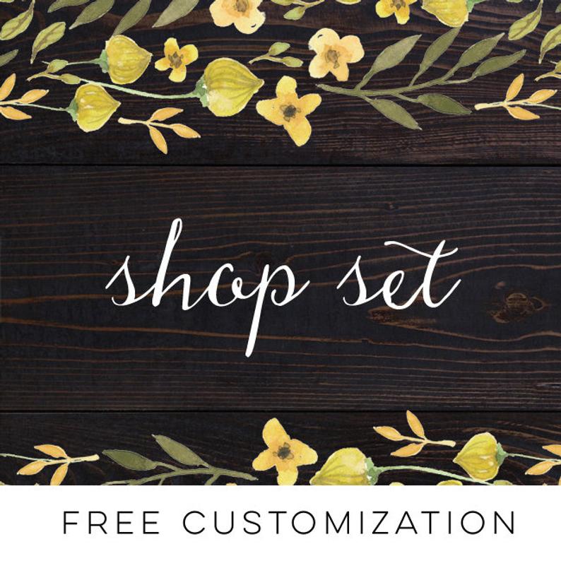 794x794 Etsy Shop Set Cover Photo Banner Shop Icon Wood Yellow Etsy