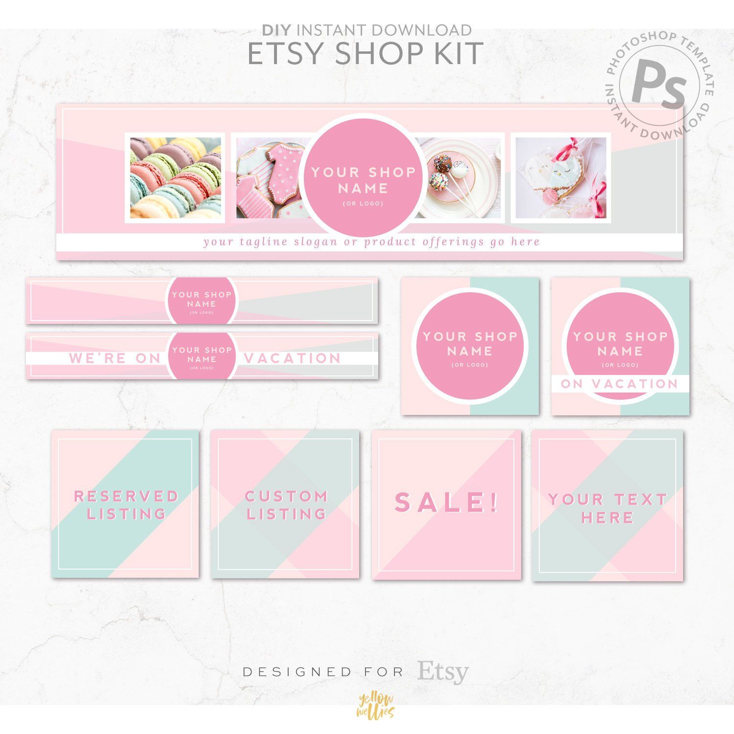 1500x1500 Diy Editable Etsy Shop Graphic Bundle Kit Etsy Banner Cover