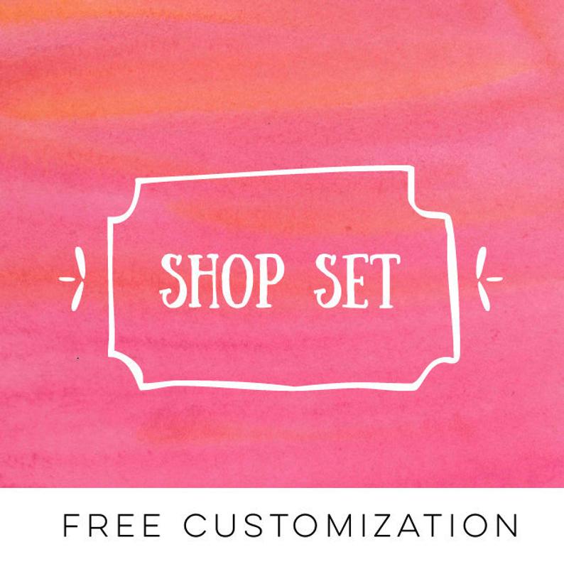 794x794 Etsy Shop Set Cover Photo Banner Shop Icon Cute Frame Pink Etsy