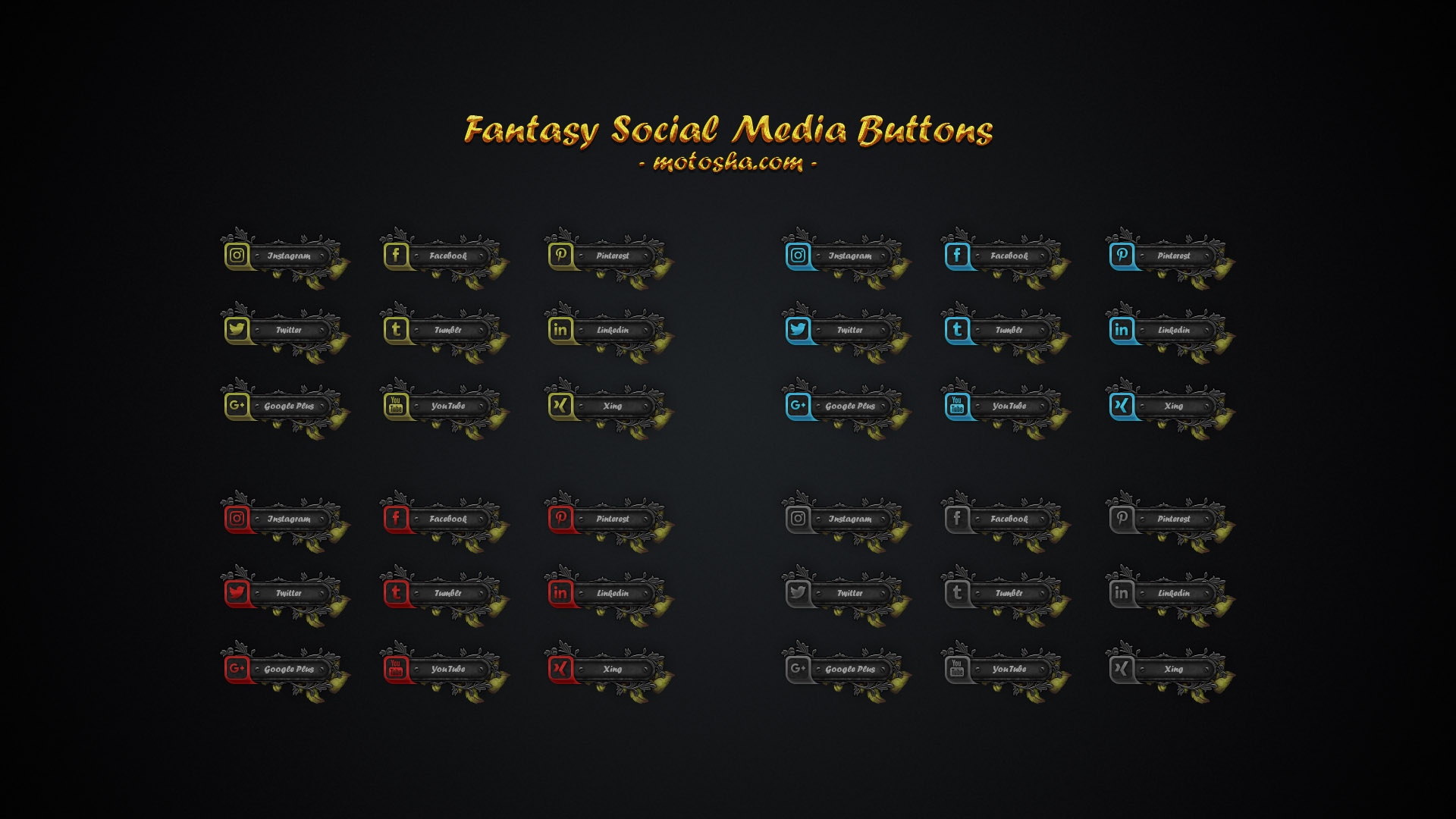 Free Fantasy Social Media Buttons 1920x1080 Free Fantasy Social Media Buttons
