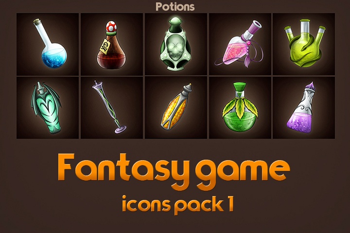 Free Game Icons Of Fantasy Potions Pack 720x480 Free Game Icons Of Fantasy Potions Pack