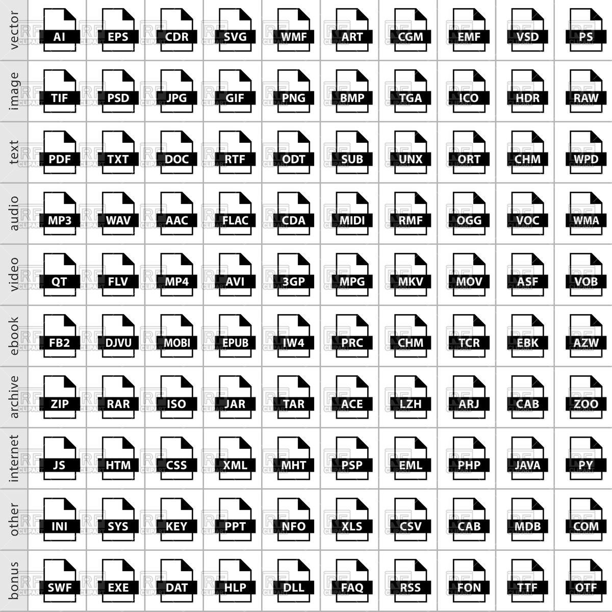 Black And White Filetype Icons Vector Image Of Icons And Emblems 1200x1200 Black And White Filetype Icons Vector Image Of Icons And Emblems
