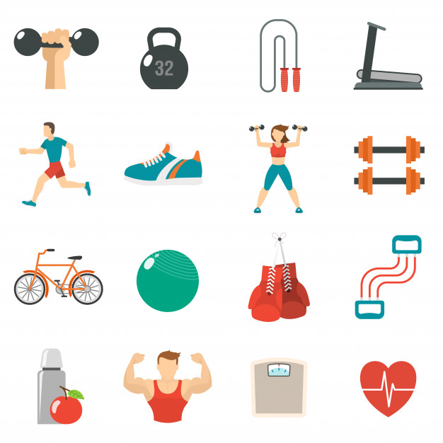 626x626 Fitness Icon Flat Set Vector Free Download