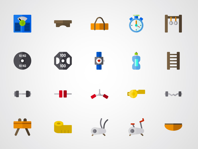800x600 Colorful Fitness Equipment Icons Sketch Freebie