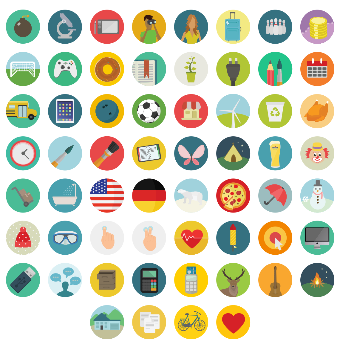 1140x1171 Free Flat Round Icons Set Icons Icon Set, Icon Design