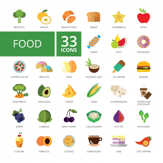 626x626 Food Icons Collection Vector Free Download
