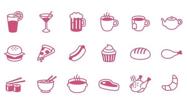 List Of Free Food Icons For Restaurant Themed Uis 600x328 List Of Free Food Icons For Restaurant Themed Uis