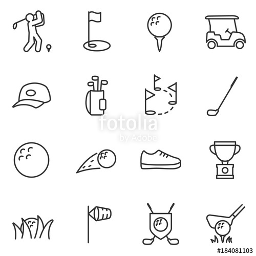 Golf Icons Set Linear Design Line With Editable Stroke Stock 500x500 Golf Icons Set Linear Design Line With Editable Stroke Stock