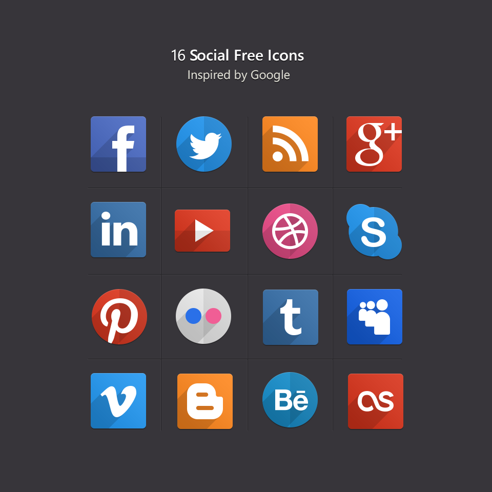 960x960 Beautiful Free Flat Social Media Icons Sets