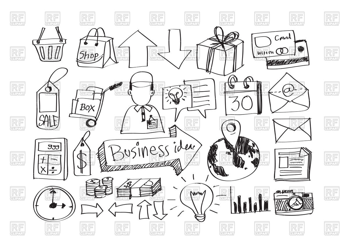 1200x848 Business Hand Drawn Icons Vector Image Of Business, Finance
