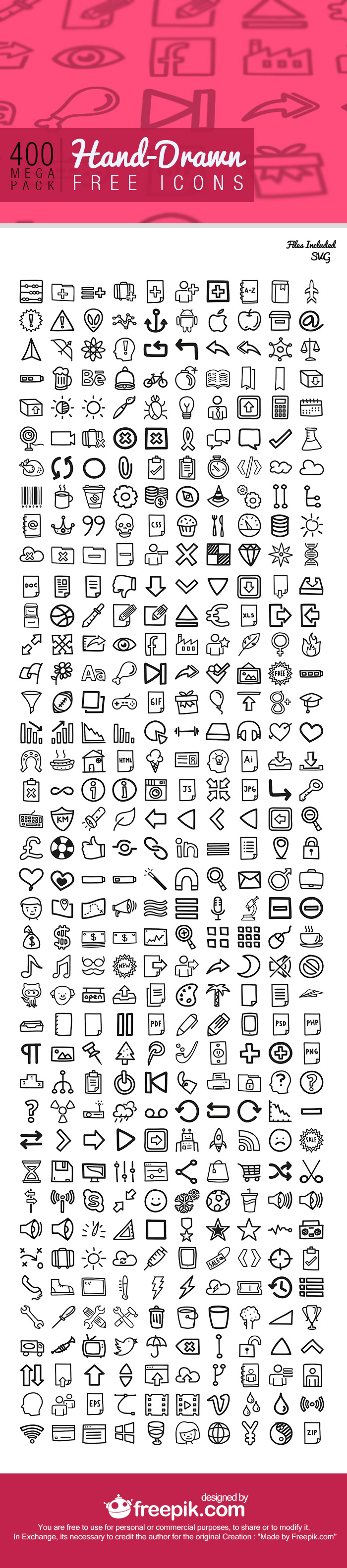 700x3167 Free Hand Drawn Set Of Icons For Projects