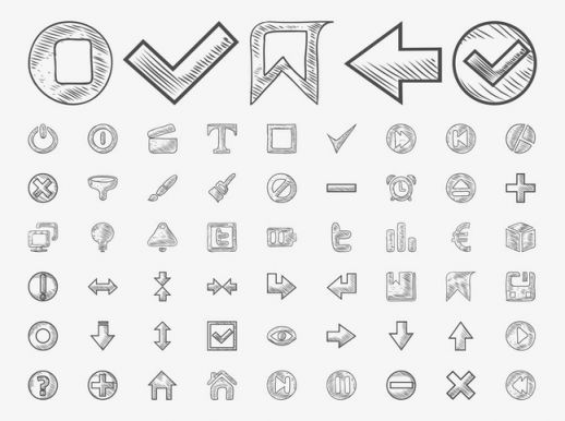 518x386 Hand Drawn Icons Vector